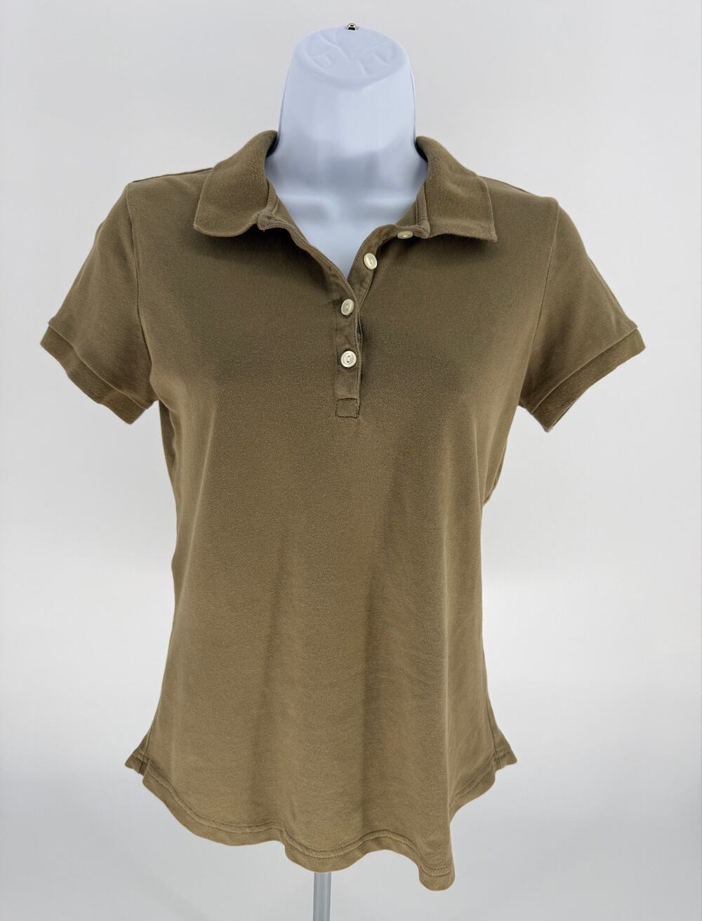 GAP Stretch Womens Polo Shirt Medium Brown Short Sleeve Cotton Blend Casual Top